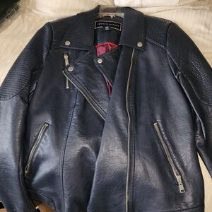 Tommy Hilfiger Womans Navy Leather Jacket